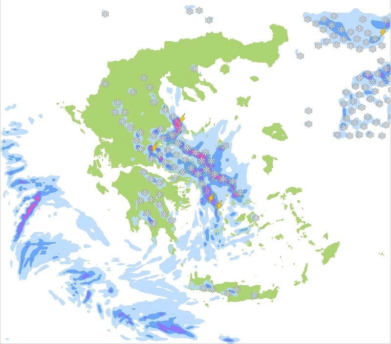 Το αποκορύφωμα της κακοκαιρίας με τοπικά ισχυρές χιονοπτώσεις στα πεδινά της κεντρικής και ανατολικής χώρας. Δελτίο καιρού αύριο Σάββατο 12/3/2022