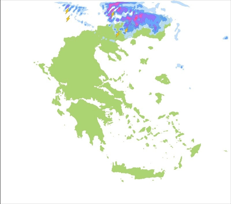 Υψηλές θερμοκρασίες και ισχυρές βροχές και καταιγίδες στην Μακεδονία και την Θράκη για αύριο Πέμπτη.