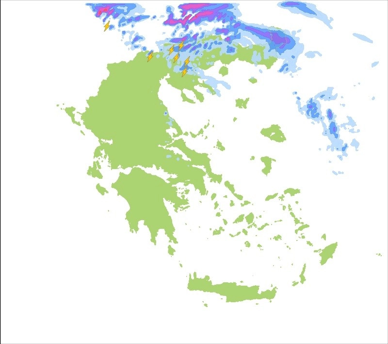 Υψηλές θερμοκρασίες και ισχυρές βροχές και καταιγίδες στην Μακεδονία και την Θράκη για αύριο Πέμπτη.
