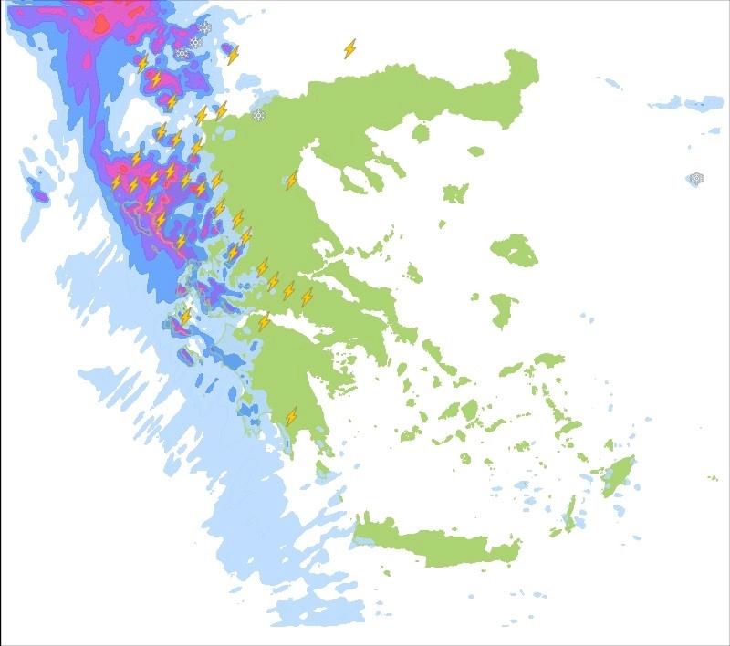Ισχυρές καταιγίδες στα δυτικά της χώρας αύριο Τρίτη 22-11-22.