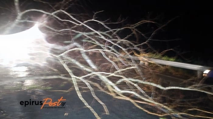 Σοβαρά Προβλήματα έκλεισε η παλιά Εθνική Οδός Ιωαννίνων Άρτας από πτώσεις δέντρων.