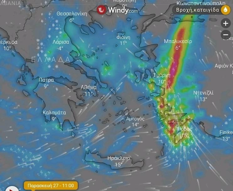 Δοκιμάζεται από την κακοκαιρία το νησί της Ρόδου : Εκτεταμένες ζημιές στον παραλιακό δρόμο Αφάντου από τους θυελλώδεις ανέμους