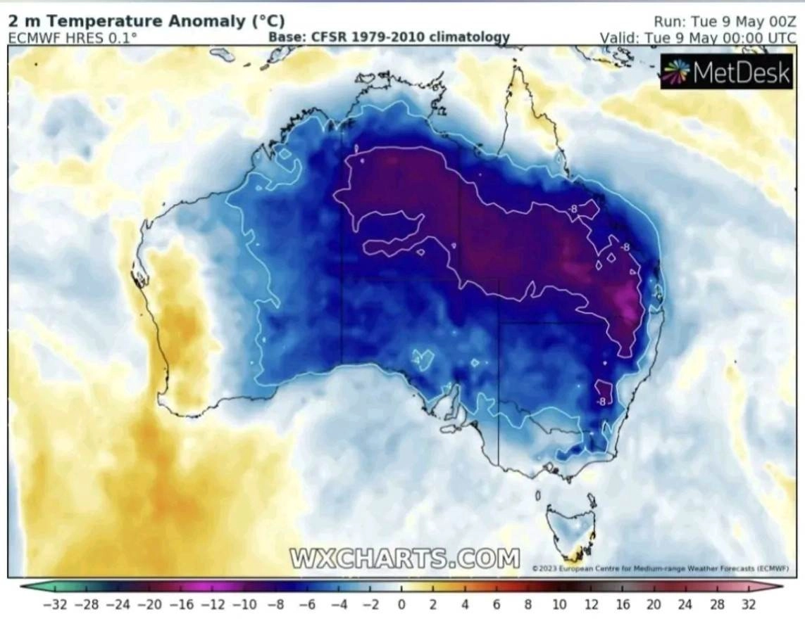 Αυστραλία : Ρεκόρ ελάχιστης θερμοκρασίας όλων των εποχών για τον μήνα Μάιο αν και ακόμα είναι φθινόπωρο στο Νότιο Ημισφαίριο