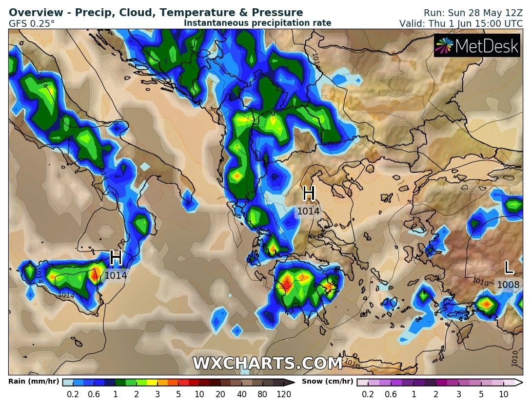 Πρόγνωση καιρού εβδομάδας : Συνεχίζεται η αστάθεια τις θερμές ώρες στον ηπειρωτικό κορμό της χώρας - Με αστάθεια μπαίνει ο Ιούνιος