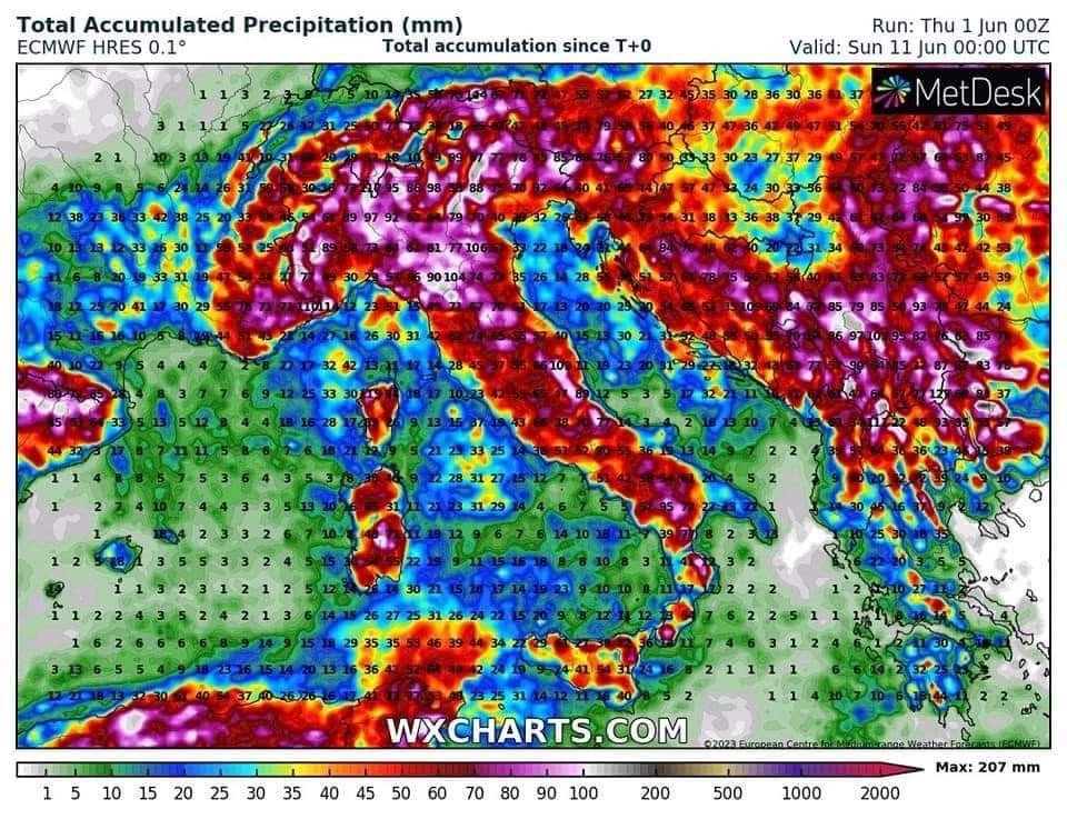 Ιταλοί μετεωρολόγοι : Το καλοκαίρι αγνοείται - Εμμονή των ισχυρών βροχών και των καταιγίδων σε ολόκληρη την Μεσόγειο τον Ιούνιο