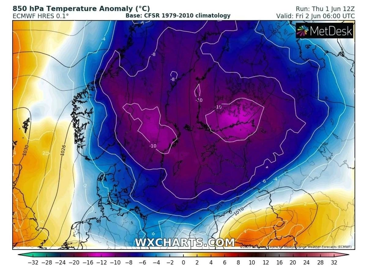Ευρώπη : Νέο εθνικό ρεκόρ χαμηλότερης θερμοκρασίας όλων των εποχών καταγράφηκε στην Φινλανδία για τον μήνα Ιούνιο
