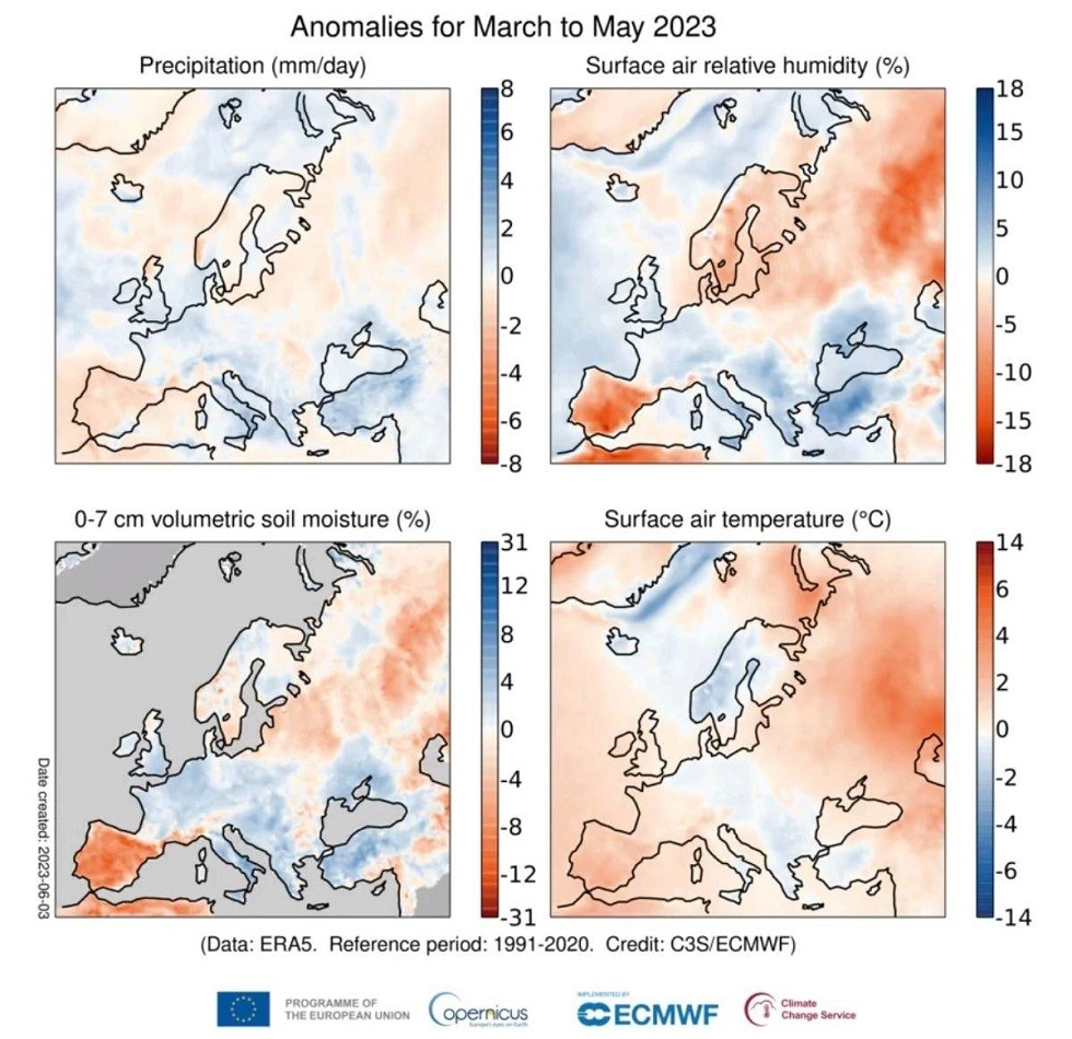 Σύστημα CopernicuS : Ο Μάιος του 2023 ήταν αρκετά ψυχρός και εξαιρετικά βροχερός σε ολόκληρη την Μεσογείο 