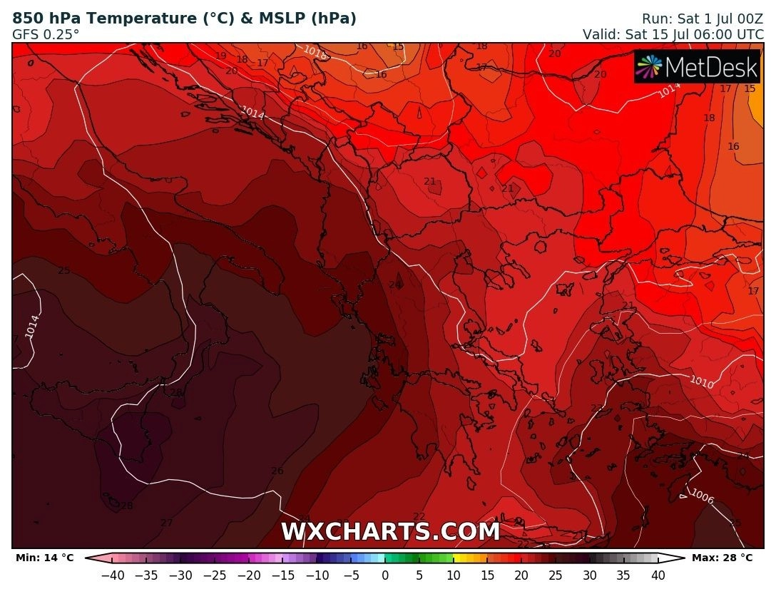 Μεσοπρόθεσμη εκτίμηση Ιούλιος 2023 : Ενδείξεις για το πρώτο κύμα καύσωνα στα μέσα του μήνα στην χώρα μας - Περιορισμός της αστάθειας 