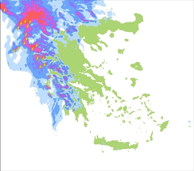 Κακοκαιρία με βροχές και τοπικές καταιγίδες αύριο Τρίτη στην χώρα μας.