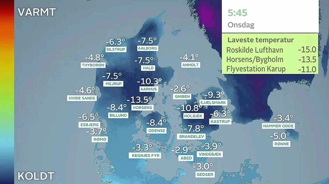 Δανία : Κατέγραψε την πιο κρύα νύχτα των τελευταίων 30 ετών και η Κοπεγχάγη έσπασε το ρεκόρ των τελευταίων 104 ετών για τον Νοέμβριο