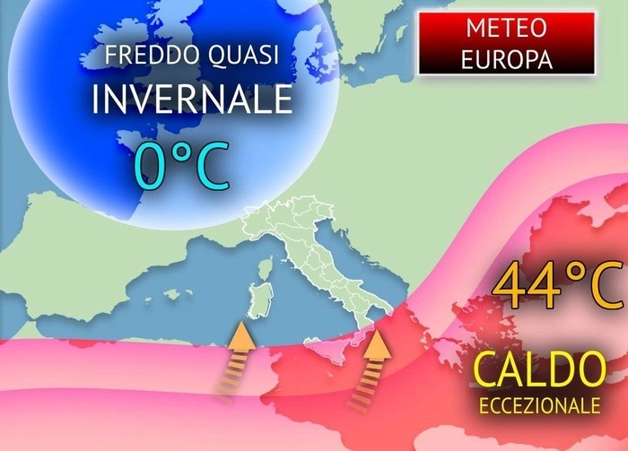 Χωρισμένη στα δυο Ευρώπη.  Κρύο στα Δυτικά Καύσωνας στα Ανατολικά