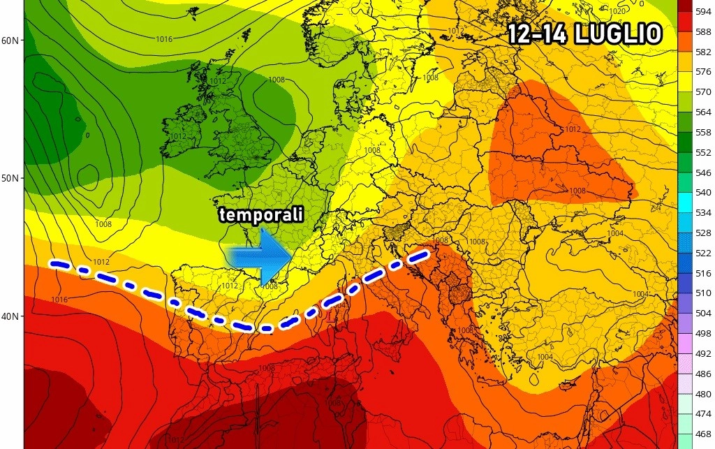 ΕΥΡΩΠΗ: Ψυχρό μέτωπο πάνω από την κεντρική Ευρώπη στα μέσα του μήνα.