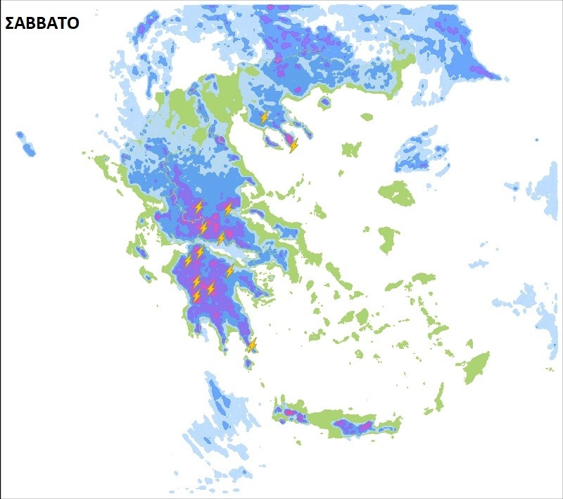 Βροχές και τοπικά έντονες καταιγίδες θα εκδηλωθούν έως το Σάββατο στην χώρα μας.