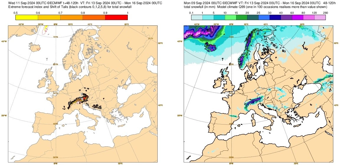 Ψυχρή λίμνη στην κεντρική και νότια Ευρώπη. Βροχές καταιγίδες και πυκνές χιονοπτώσεις 